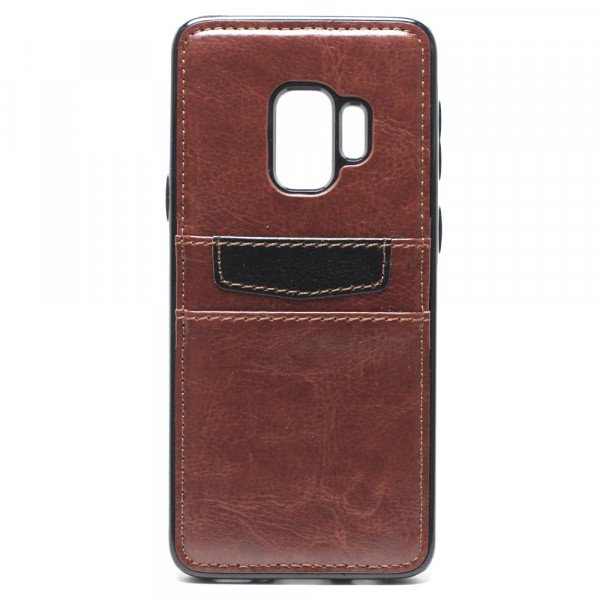 Wholesale Galaxy S9 Leather Style Credit Card Case (Brown)